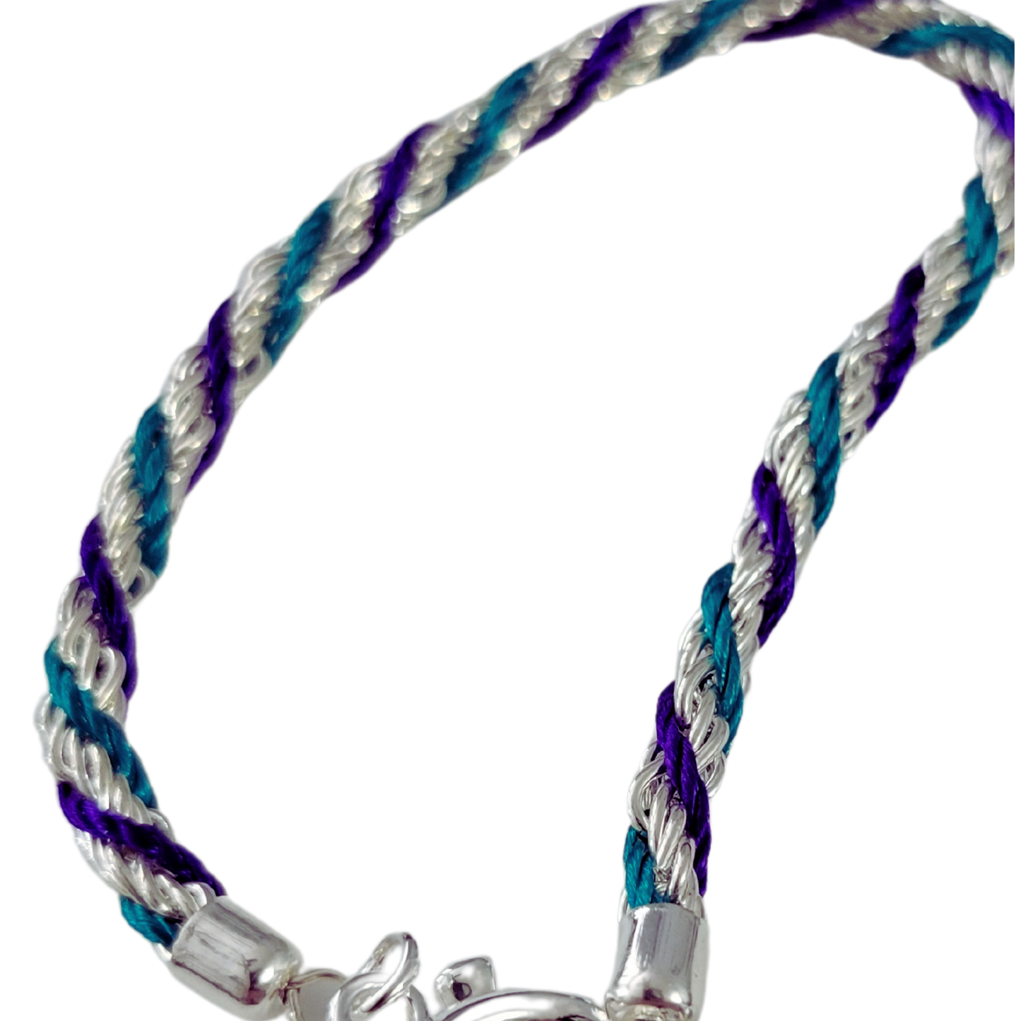 Suicide Awareness Teal & Purple Ribbon Charm Bracelet